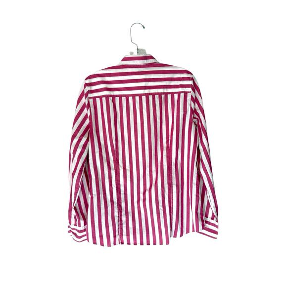 J.Crew Button Down Shirt Pink Striped Lightweight Cotton Blend Blouse Medium - Picture 9 of 12